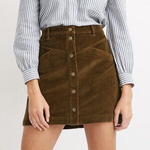 Madewell Corduroy A-Line Snap Mini Skirt